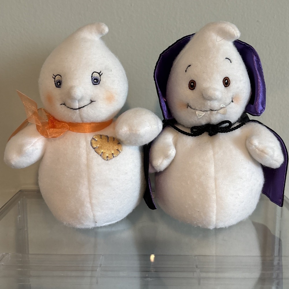 Hallmark Guy Girl Glimmer Ghost Halloween Plush Patch Heart Bow Orange W/ Count
